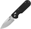 KUB505A: Kubey Bedrock crossbar lock, black G10 handle, 3" satin D2 drop point blade