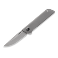 KCK0081: KniClad Folison linerlock, dark gray titanium handle, 3" 14C28N drop point blade with flipper