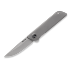 KCK0081: KniClad Folison linerlock, dark gray titanium handle, 3" 14C28N drop point blade with flipper