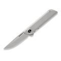 KCK0082: KniClad Folison linerlock, light gray titanium handle, 3" 14C28N drop point blade
