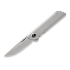 KCK0082: KniClad Folison linerlock, light gray titanium handle, 3" 14C28N drop point blade