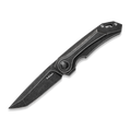 KCK0061: KniClad Obsid linerlock, black titanium handle, 3.4" black stonewash S35VN tanto blade