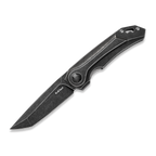 KCK0061: KniClad Obsid linerlock, black titanium handle, 3.4" black stonewash S35VN tanto blade