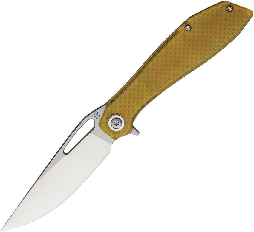 MAR129: Maratac BXTR linerlock, brown Ultem handle, 3.25" satin 8Cr13MoV blade