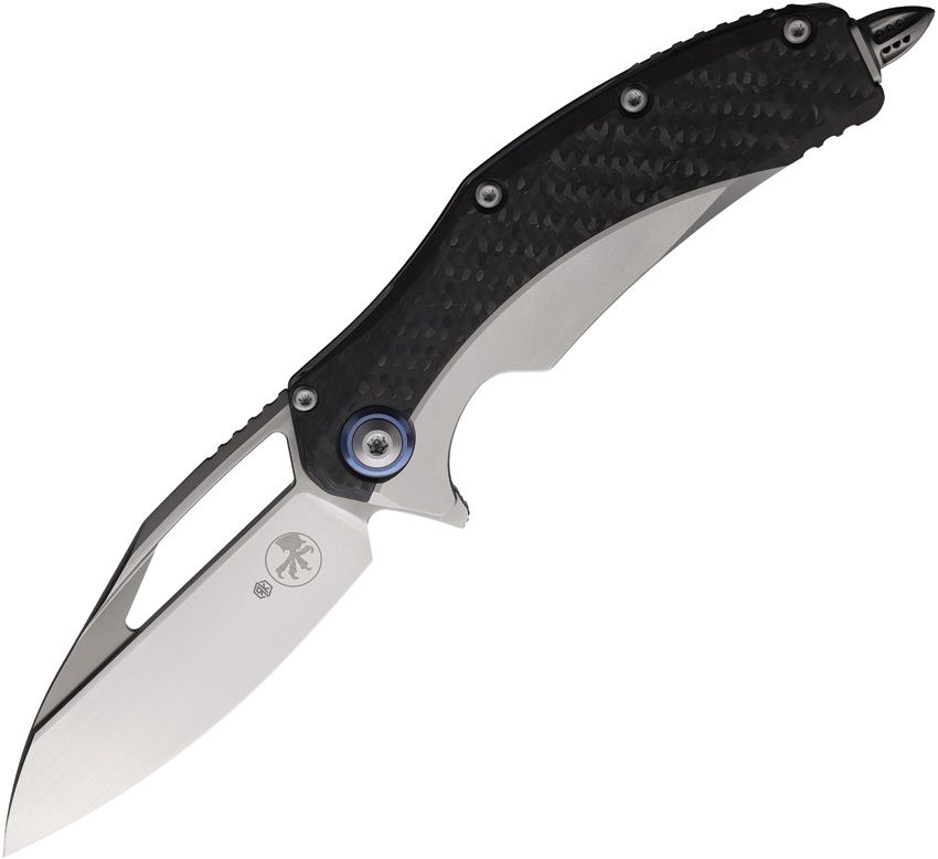 MCT165C4CFTI: Microtech Matrix framelock, gray titanium handle with carbon fiber onlay, 4" satin M390 blade