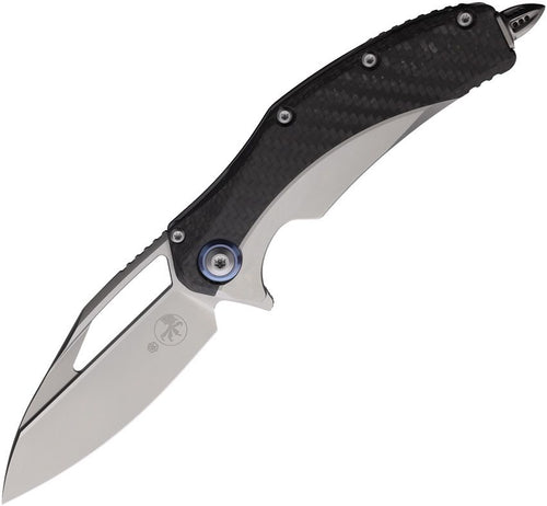 MCT165C7CFTI: Microtech Matrix framelock, bead blast titanium handle with carbon fiber onlay, 4" bead blast M390 blade