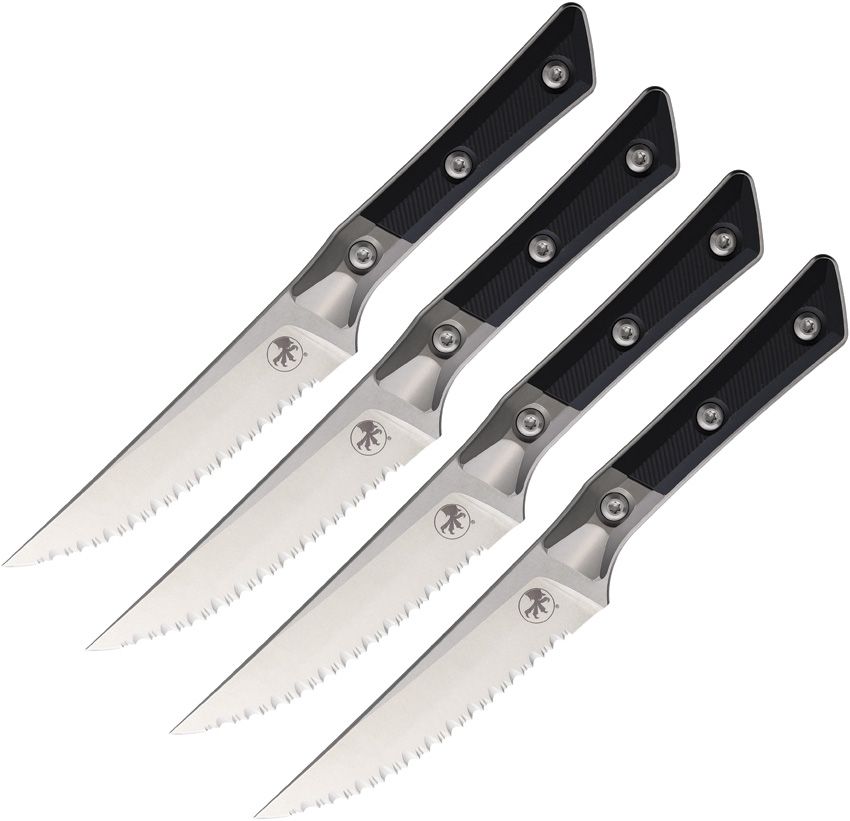 MCT360012SETOD: Microtech Steak Knife Set, 4 OD green G10 handle knives with 4.5" M390MK stainless blades