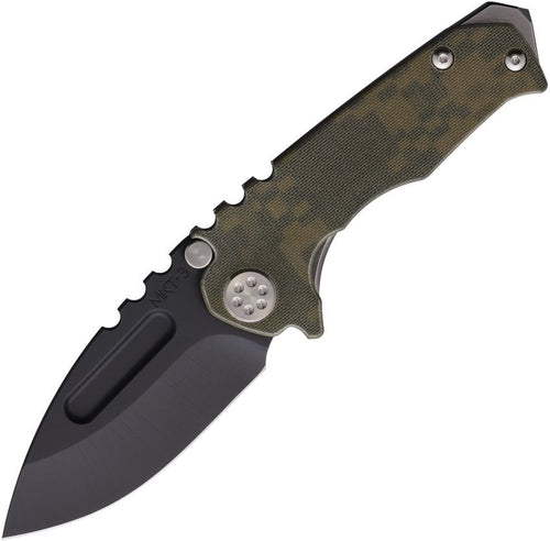 MD0093PD07A1: Medford Micro Praetorian G framelock, digital camo G10 and titanium handle, 2.88" black DLC 3V drop point blade