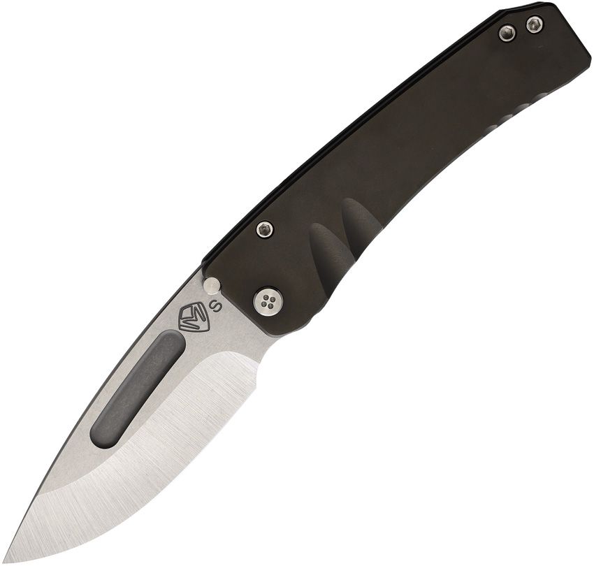 MD033STD30PV: Medford Midi Marauder framelock, dark gray DLC titanium handle, 3.5" tumbled S45VN blade