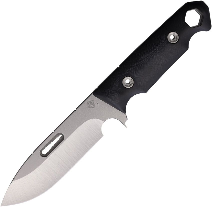 MD0703TQ08KB: Medford STA Sniper 2 fixed blade, black G10 handle, 4.38" tumbled CPM-3V blade, range finder