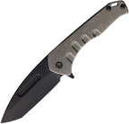 MDF2084PT01TM: Medford Praetorian Slim framelock, tumbled titanium handle, 3.25" black DLC S45VN tanto blade