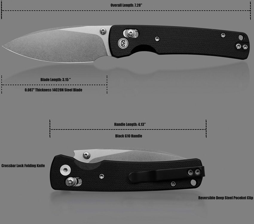 MGR817AWBK Miguron Knives Vakor Crossbar Lock Black