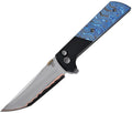 NMB2407ZRDM5: North Mountain Blade Chop 2 button lock, black aluminum handle, 3.5" SLD-Magic tanto blade