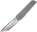 NMB2410CM390: North Mountain Blade Chop framelock, waffle-grid gray titanium handle, 3.25" satin M390 blade
