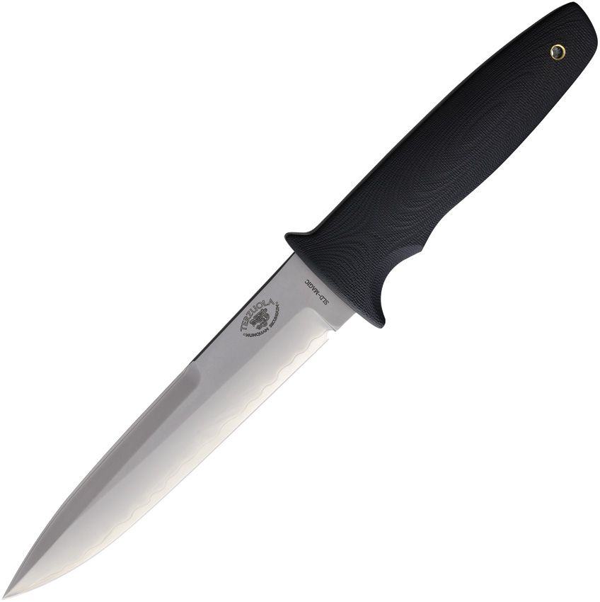 NMB2417BK: North Mountain Blade Terzuola M30A1 fixed blade, black G10 handle with Timascus Dragon inlay, 6.13" forged SLD-Magic spear point blade