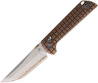 NMB2418CUG5: North Mountain Blade Chop 2 crossbar lock, stonewash frag pattern copper handle, 3.5" forged copper-clad tanto blade