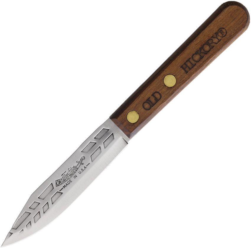 OH7533: Old Hickory Paring Knife, brown wood handle, 3.25" satin carbon steel blade