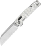 QSP Penguin Glyde Lock satin blade with aluminum foil handle, displayed at angle.