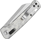QSP Penguin Glyde Lock with satin blade and gray aluminum foil handle, displayed at angle.