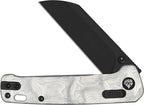 QSP Penguin Glyde Lock black blade with foil aluminum handle, open position.