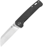 QSP Penguin Linerlock Ti Black folding knife with satin blade and black titanium handle, displayed open.
