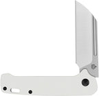 QSP Penguin slip joint knife with satin blade and white G10 handle, open position.