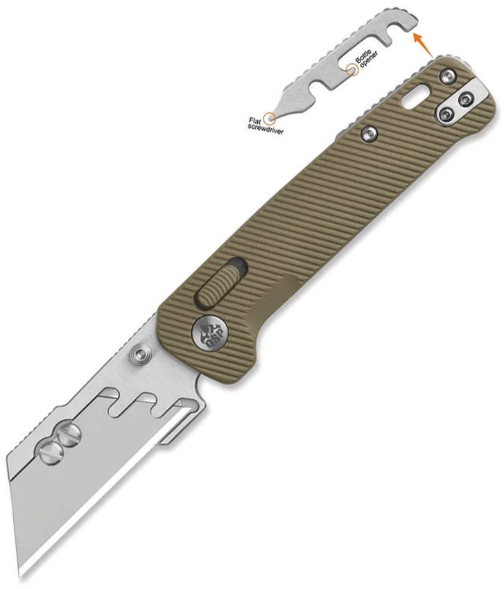 QSP Penguin Workmate Glyde Lock utility knife with replaceable SK5 blade and khaki FRN handle (QS130UTC)