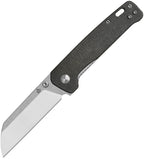 QSP Penguin V2 linerlock folding knife with satin blade and brown textured handle.