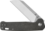 QSP Penguin V2 linerlock knife with satin blade and brown textured handle, open position.