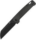 QSP Penguin V2 linerlock folding knife with black coated blade and brown textured handle.