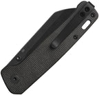 QSP Penguin V2 linerlock folding knife with black coated blade and textured brown handle.