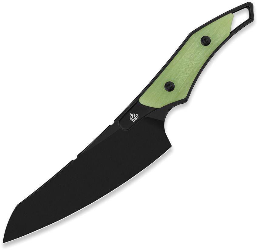 QS172B2: QSP T-Cook fixed blade, Glow in the Dark G10 handle, 5.25" black coated Nitro V Wharncliffe blade