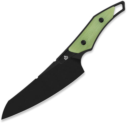 QS172B2: QSP T-Cook fixed blade, Glow in the Dark G10 handle, 5.25" black coated Nitro V Wharncliffe blade