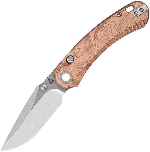 QS174C1: QSP Coyote linerlock, Copper Foil G10 handle, 3.25" stonewash Nitro V clip point blade