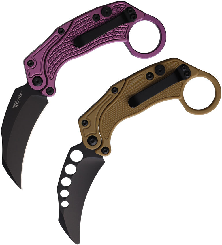 REA122 Reate Knives EXO-K Button Lock Purple Black
