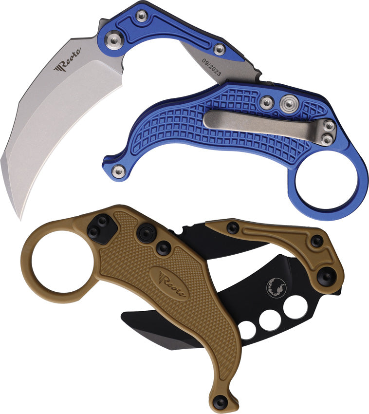 REA125 Reate Knives EXO-K Button Lock Blue SW