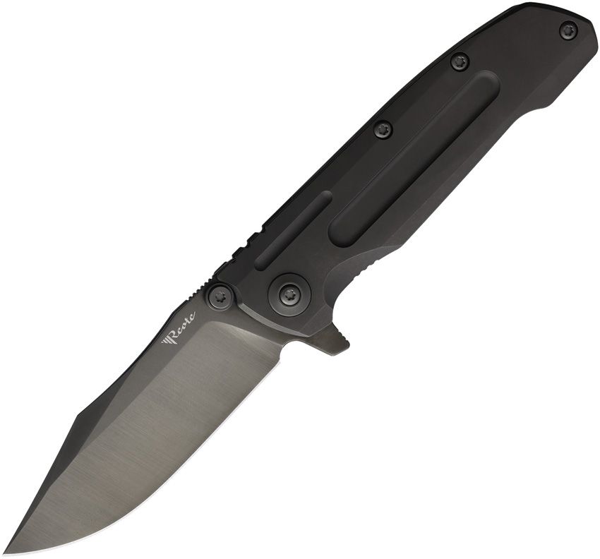 REA224: Reate Knives 9DV2 framelock, black DLC titanium handle, 3.5" black DLC CPM-154 clip point blade