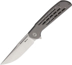 REA248: Reate Knives Remedy framelock, bead blast titanium handle, 3.75" satin Elmax drop point blade