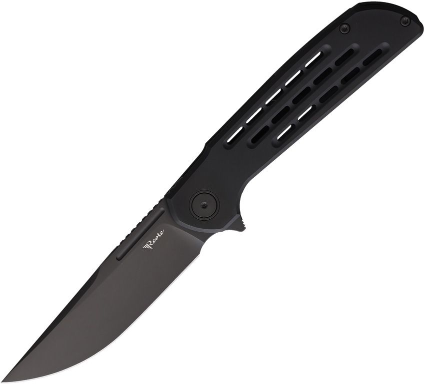 Reate Knives Remedy framelock folding knife with black DLC Elmax blade and black PVD titanium handle (REA250)