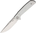 Reate Knives Remedy framelock folding knife with satin Elmax blade and White Glass Fat carbon fiber handle (REA253)