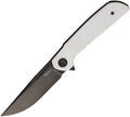 Reate Knives Remedy framelock folding knife with black DLC Elmax blade and White Glass Fat carbon fiber handle (REA254)