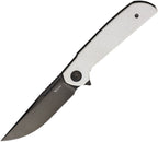 Reate Knives Remedy framelock folding knife with black DLC Elmax blade and White Glass Fat carbon fiber handle (REA254)