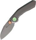 REA261: Reate Knives VK-FROK framelock, dark gray bead blast titanium handle, 3.25" stonewash Elmax sheepsfoot blade