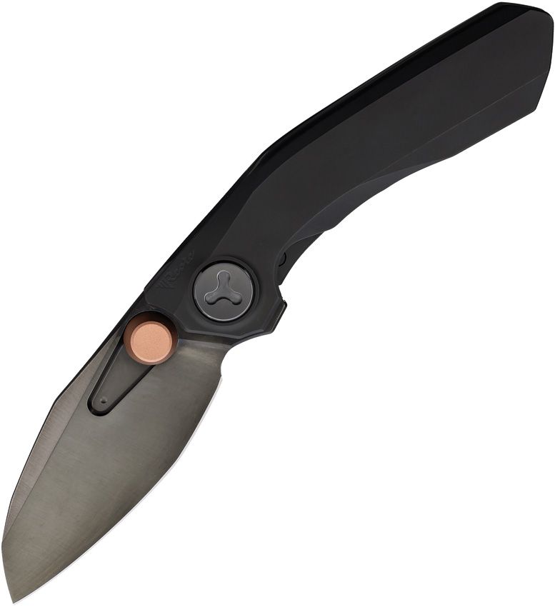 REA263: Reate Knives VK-FROK framelock, black DLC titanium handle, 3.25" black PVD Elmax sheepsfoot blade