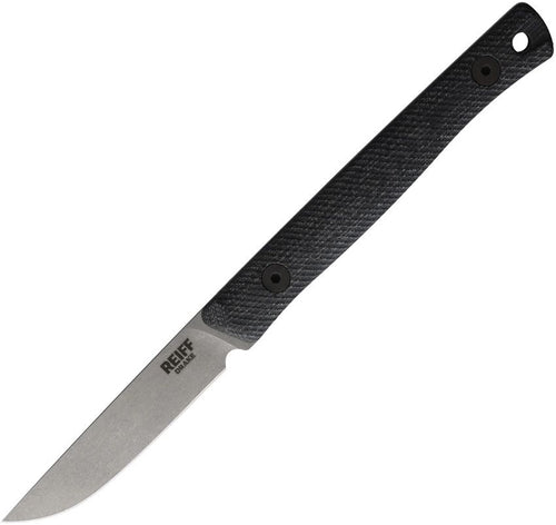 REKDK319BCMBLKA: Reiff Knives Drake Bird & Trout fixed blade, black canvas micarta handle, 2.79" stonewash MagnaCut blade