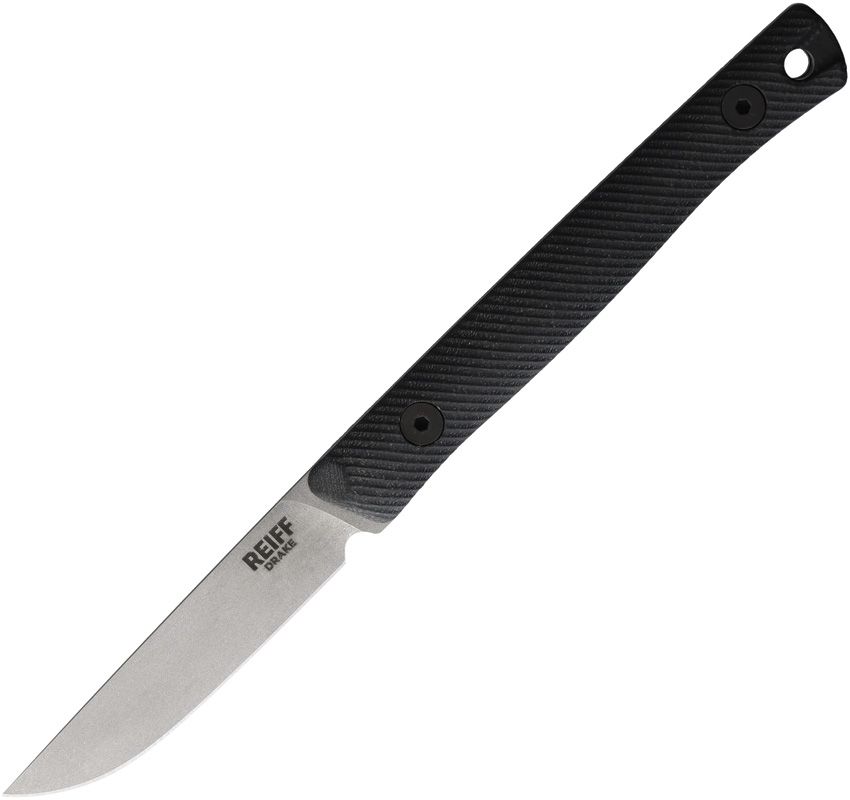REKDK319BLGBLKA: Reiff Knives Drake Bird & Trout fixed blade, Black G10 handle, 2.79" stonewash MagnaCut blade