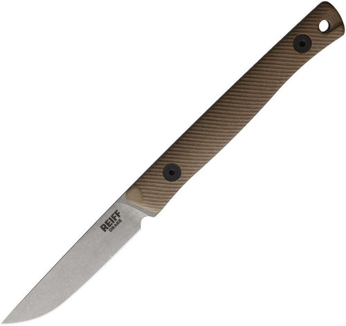 REKDK319EBGBLKA: Reiff Knives Drake Bird & Trout fixed blade, Dark Earth G10 handle, 2.79" stonewash MagnaCut blade