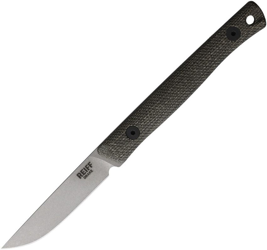 REKDK319GCMBLKA: Reiff Knives Drake Bird & Trout fixed blade, green canvas micarta handle, 2.79" stonewash MagnaCut blade