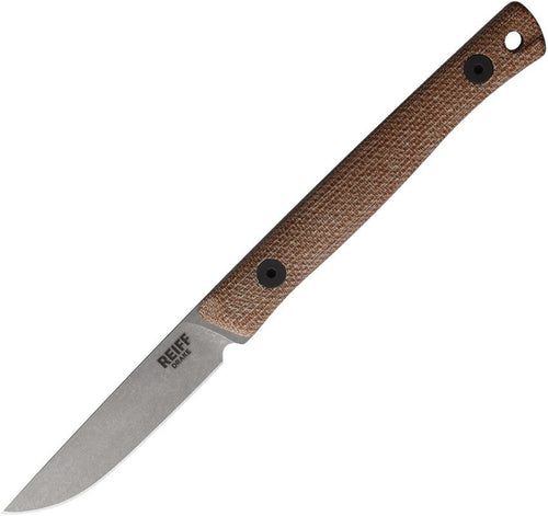 REKDK319NCMBLKA: Reiff Knives Drake Bird & Trout fixed blade, natural canvas micarta handle, 2.79" stonewash MagnaCut blade