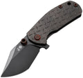 RK0201: Rike Smelter B framelock, diamond plate titanium handle, 2.5" black DLC M390 modified tanto blade